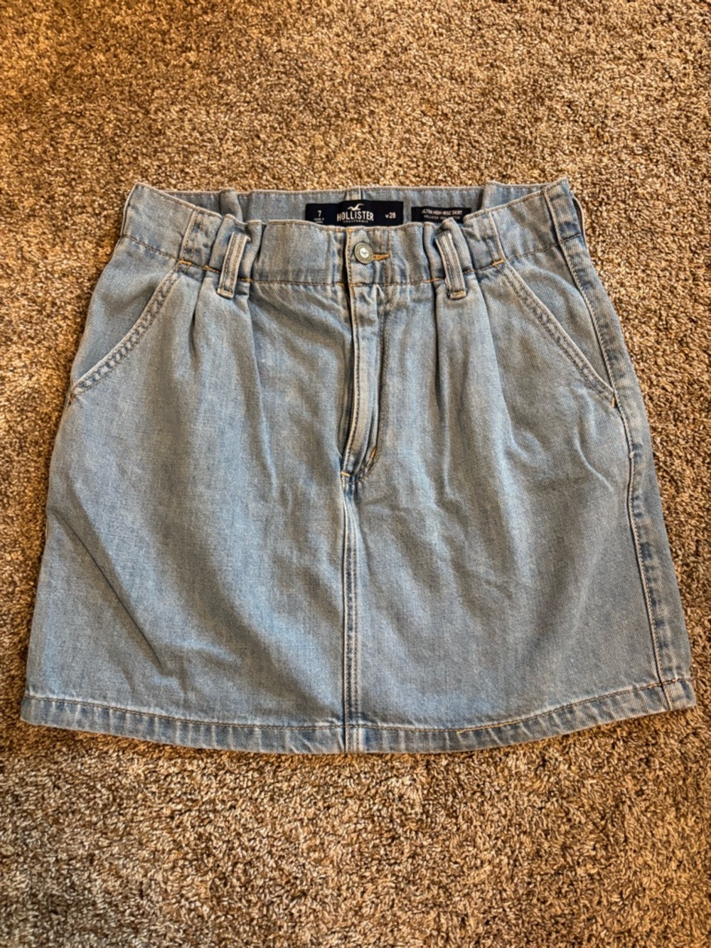 Hollister Light Wash Denim Mini Skirt